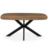 Giga Meubel Eettafel Jaimy - Deens Ovaal Donkerbruin Hout - 160x90x76cm