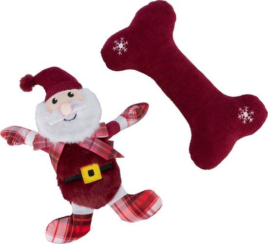 Trixie Xmas Bot en Kerstman Pluche Hondenspeelgoed 30 cm Wit