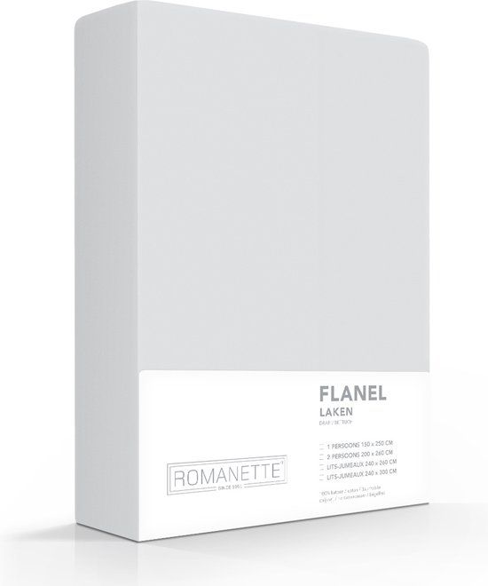 Romanette Flanel Laken - 200x260 cm - Zilver