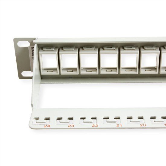 ROLINE Cat.6 19" Keystone Patch Panel, UTP, Light Grey, 24 Ports