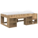 vidaXL Kinderbedframe met opbergruimte Artisanaal eiken 80 x 200 cm