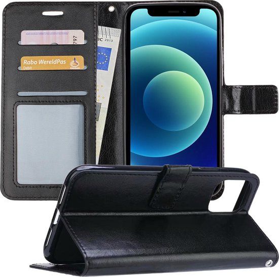 BTH iPhone 12 Mini Book Case - Black - Wallet Case with Card Slots