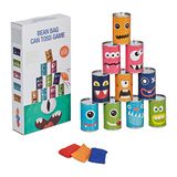 Relaxdays blikgooien spel, monsters, 10 blikken & 3 werpzakjes, oud hollands, voor kinderverjaardag & familiedag, buiten