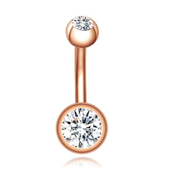 LGT JWLS Lookinggoodtoday Chirurgisch Edelstaal Navelpiercing - Zirkonia - Rose