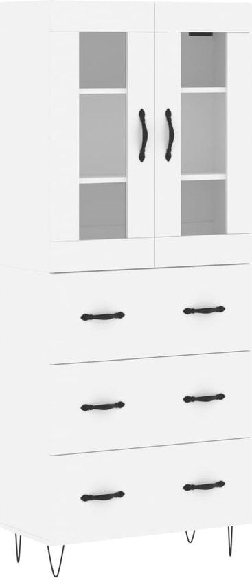 vidaXL Hoge kast bewerkt hout wit