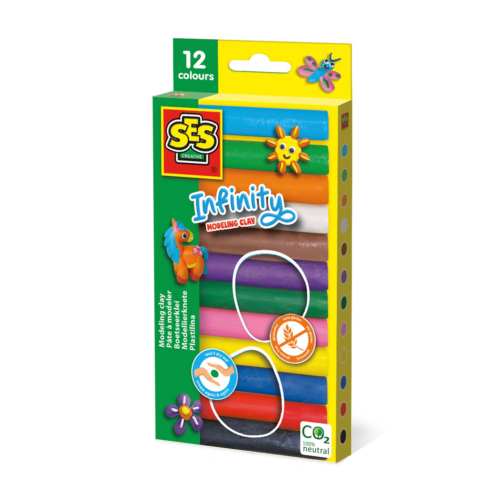 SES Creative Infinity boetseerklei - 12 kleuren - 180gr