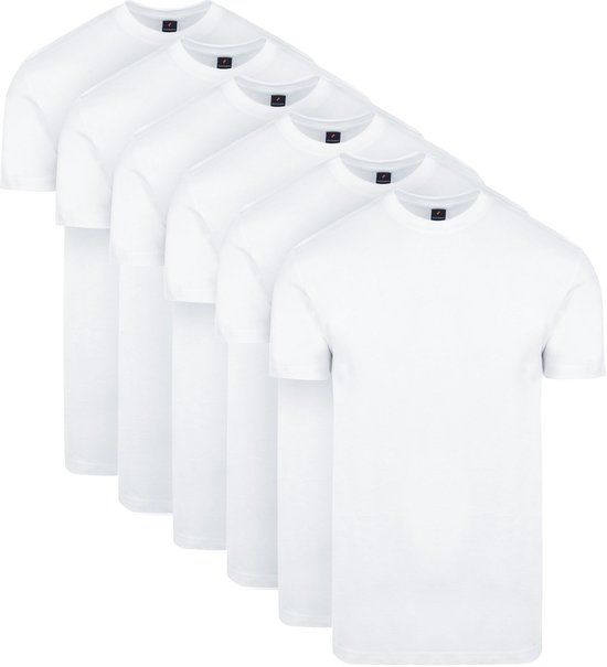 Suitable Obra T-Shirt Hoge ronde Hals Wit 6-Pack - Maat XL - Heren - Basic T-shirt Heren