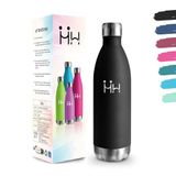 Drinkfles, 1000 ml BPA-vrij, roestvrijstalen drinkfles, 304 roestvrij staal, waterfles, dubbelwandig vacuüm geïsoleerd, geïsoleerde fles voor kamperen, kantoor, bergbeklimmen, wandelen - Zwart lekvrij