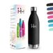 Drinkfles, 1000 ml BPA-vrij, roestvrijstalen drinkfles, 304 roestvrij staal, waterfles, dubbelwandig vacuüm geïsoleerd, geïsoleerde fles voor kamperen, kantoor, bergbeklimmen, wandelen - Zwart lekvrij