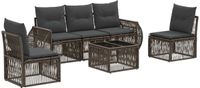vidaXL Tuinbank Set 6-delig Grijs en Donkergrijs Polywood