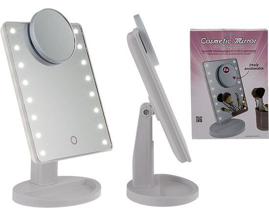 Out of the Blue Make-Up spiegel met 16 leds en vergrootspiegel 28 x 20 cm (AA) bat exl - Wit