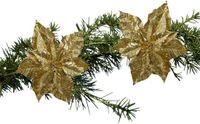 Decoris Kaemingk B.V. Kerstboomversiering Kerstster - 2x - 23 cm - goud glitter - op clip - ornament - ster
