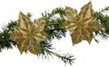 Decoris Kaemingk B.V. Kerstboomversiering Kerstster - 2x - 23 cm - goud glitter - op clip - ornament - ster