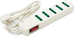 Multiprise avec fiche coudée 10 A sur 5 - Multiprises by-pass 10/16 A avec interrupteur de sécurité blanc