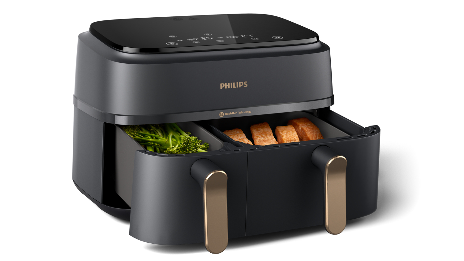 Philips 3000 Series NA352/04 Airfryer - 9L Dual Basket - Copper/Grey