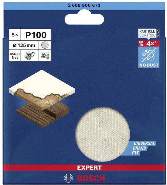 Bosch EXPERT M480 - Schuurnet - Ø 125 mm - Korrel 100 - 5 stuks