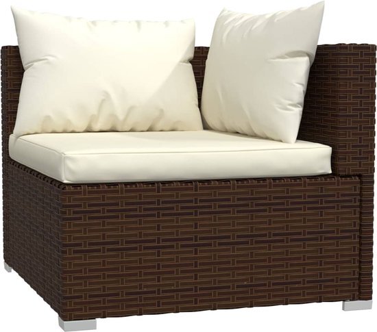 vidaXL 8-delige Loungeset met kussens poly rattan bruin