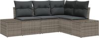 vidaXL Tuinbank Set 4-delig Grijs Polyrattan
