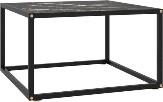 vidaXL Salontafel met zwart marmerglas 60x60x35 cm zwart