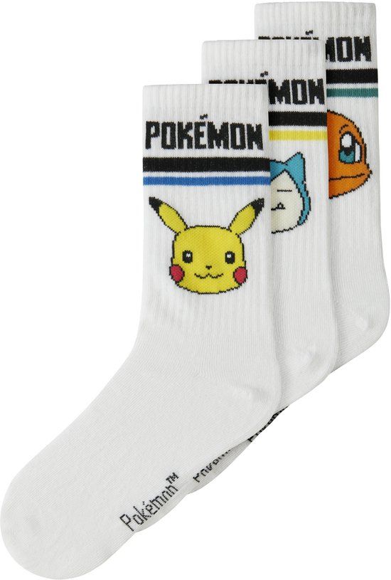 NAME IT - NKMJEFFORD POKEMON 3P TENNISSOCK SKY - Jongens - Sokken - 34-36 - Wit
