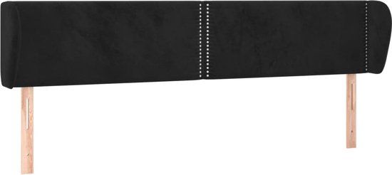 vidaXL Hoofdbord met randen 163x23x78/88 cm fluweel zwart