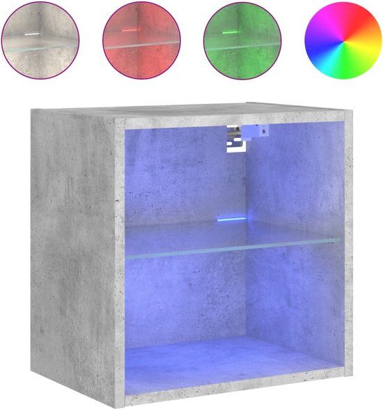 vidaXL Nachtkastje met LED's wandgemonteerd betongrijs