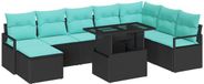 vidaXL Banc de jardin Noir et Bleu Polyrattan