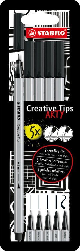 STABILO Creative Tips - ARTY Pennenset - 5 stuks - Zwart