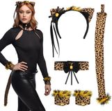 Boland - Set Cute leopard bruin - Volwassenen - Vrouwen - Luipaard - Accessoireset - Sexy - Carnaval - Themafeest