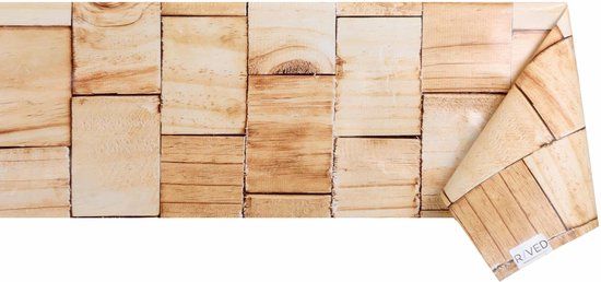 Raved Tafelzeil Tegel Hout 140x140cm - Bruin - PVC - Afwasbaar