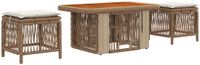 vidaXL Tuin Eettafel Set 3 st Beige en Crème poly rattan