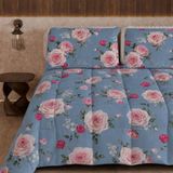 PETTI Artigiani Italiani Bedrukt winterdekbed 170 × 260 cm | Bloemen 20 Lichtblauw
