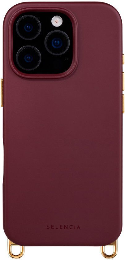 Selencia Rivièra MagSafe Backcover met afneembare haakjes voor de Apple iPhone 16 Pro - Bold Burgundy