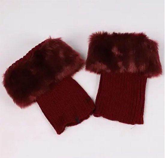 Laars Manchetten - Imitatiebont - Rood - Onesize - Dames Beenwarmers - Furry Boot