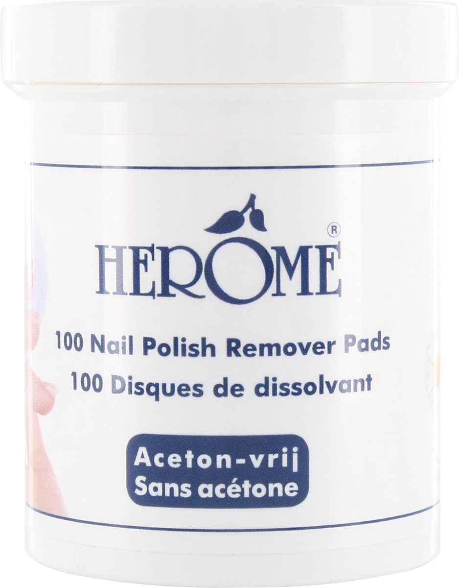 Herome Caring Nail Polish Remover (Nagellakverwijderaar) - 100 pads - Schoon, netjes en handig voor thuis en onderweg