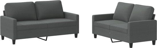 vidaXL 2-delige Loungeset met kussens stof donkergrijs