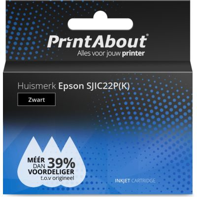 PrintAbout Huismerk Epson SJIC22P(K) Inktcartridge Zwart