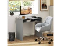HOMCOM Bureau informatique sobre épuré compact avec 1 étagère, panneaux de particules, dim. 90l x 50P x 74H cm, gris