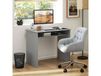 HOMCOM Bureau informatique sobre épuré compact avec 1 étagère, panneaux de particules, dim. 90l x 50P x 74H cm, gris