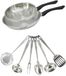 Fackelmann Geneva Set 2 poêles 20 et 28 cm acier inoxydable et 6 ustensiles de cuisine en acier inoxydable
