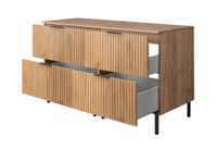 3xE living Armoire de salle de bain, chêne avec poignée noire, 120 x 77 x 46 cm