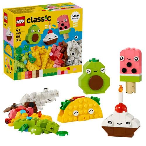 LEGO Classic Creatieve etensvriendjes, Bouwpakket voor Kinderen met Speelgoed Eten, Bevat Stenen om een Cupcake, IJsje, Avocado, Taco en Meer te Bouwen, Cadeau voor Meisjes en Jongens 11039