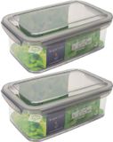 Hega hogar 3x vershoudbakjes - transparant/grijs - 1,9 liter