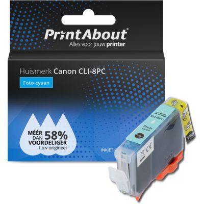 PrintAbout Huismerk | Canon CLI-8PC | Foto-cyaan | Compatibel