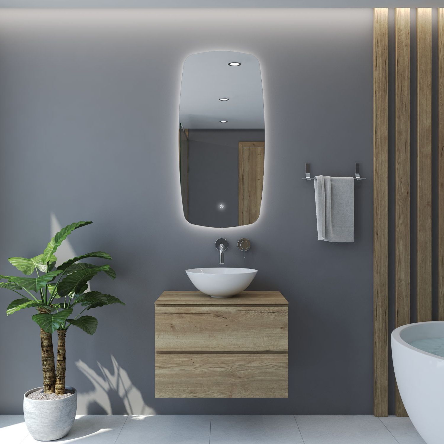 Gliss Design Badkamerspiegel gliss erato 60x100 cm verticaal led incl. Verwarming