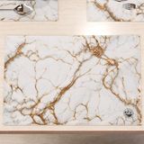 MarbLELIZED - Amerikaanse placemats, wasbaar, stoffen placemat met wit marmereffect, set van 6 (30 x 45 cm)