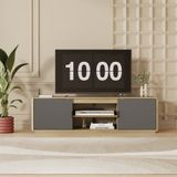 en.casa TV meubel Trömi 150x40x43 cm eikenkleurig en grijs