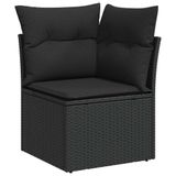 VidaXL 9-delige Loungeset met kussens, poly rattan, zwart