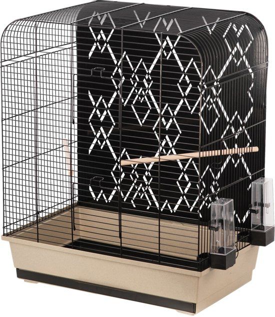 FLAMINGO Parkietenkooi Mona - Beige/Zilver - 50 x 34 x 65 cm