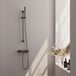 Brauer Gunmetal Carving Glijstangset met Thermostaatkraan - Staafhanddouche - Gunmetal Geborsteld Pvd